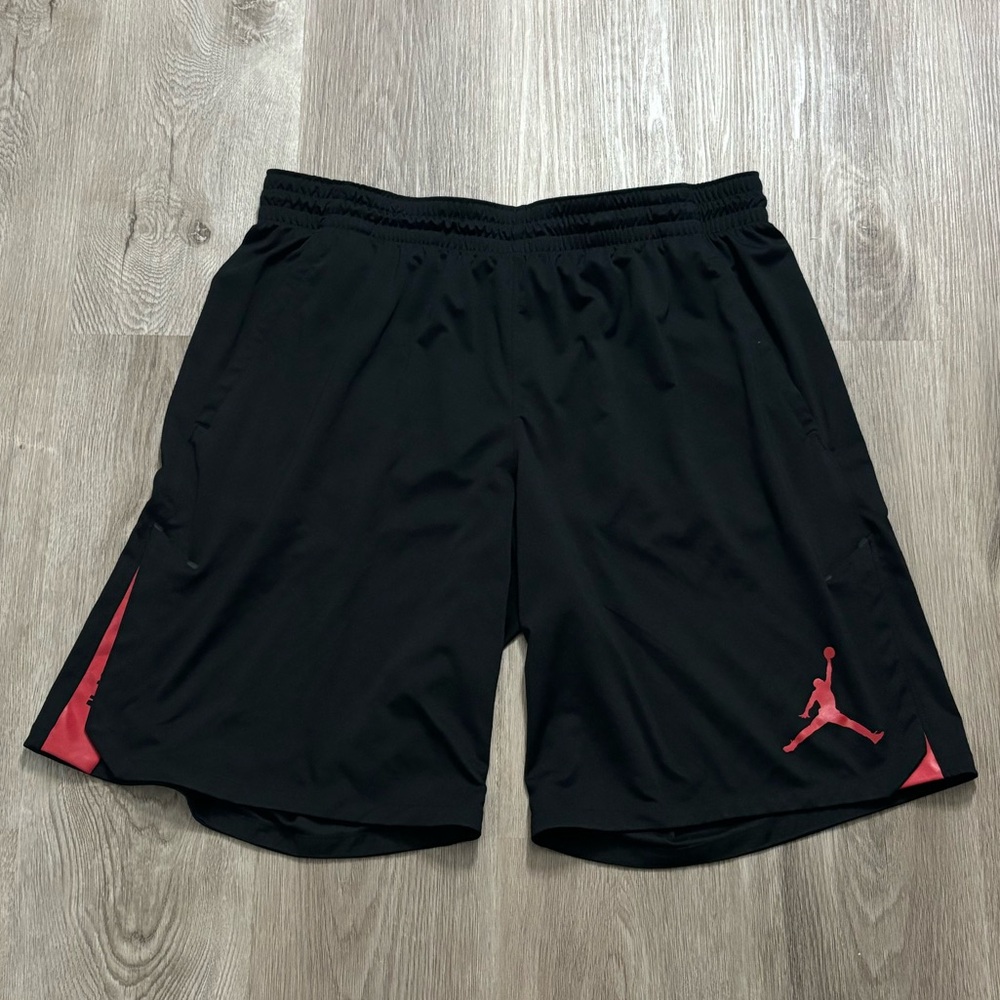 Jordan Men’s Black Athletic Shorts with Red Jumpman